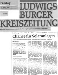 Pattonville-Solar Ludwigsburger Kreiszeitung Artikel zu Dienstbarkeiten im BA VII vom 23.03.2007